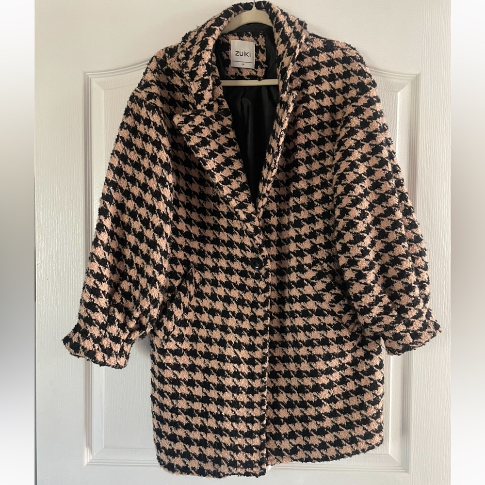 Stylish Houndstooth Women's Coat